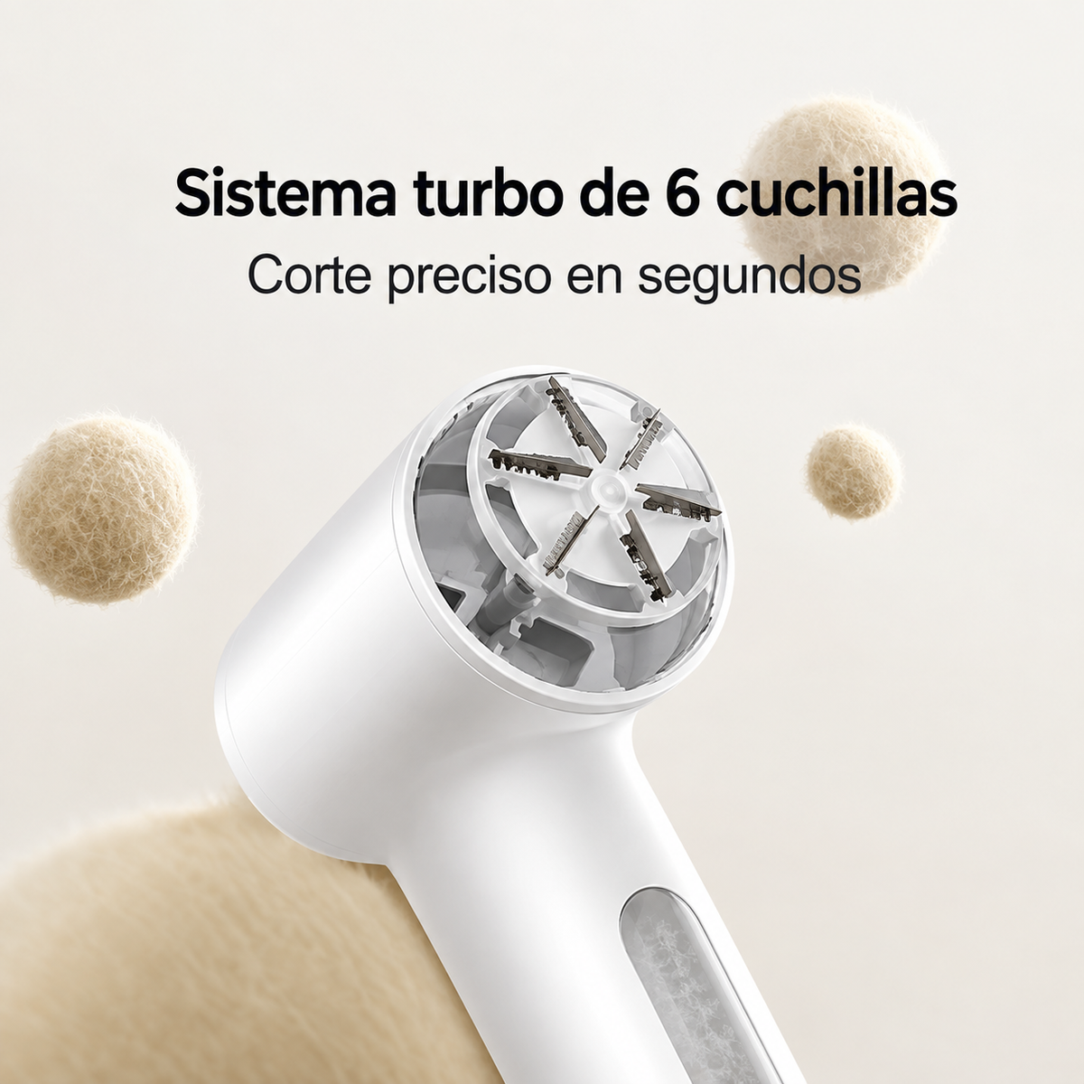 Removedor de Pelusas, Afeitadora de Ropa, 6 Cuchillas, Recargable USB